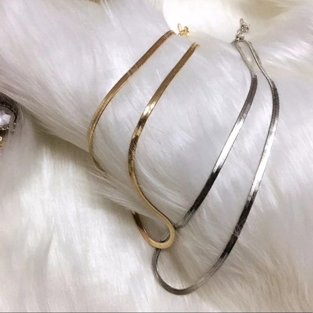 New 18k Gold Flat Blade Snake Link Chain Necklace - Picture 3 of 6